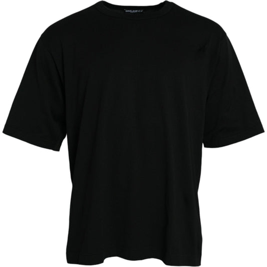 Dolce & Gabbana Black Logo Embossed Crew Neck Short Sleeves T-shirt black-logo-embossed-crew-neck-short-sleeves-t-shirt-1
