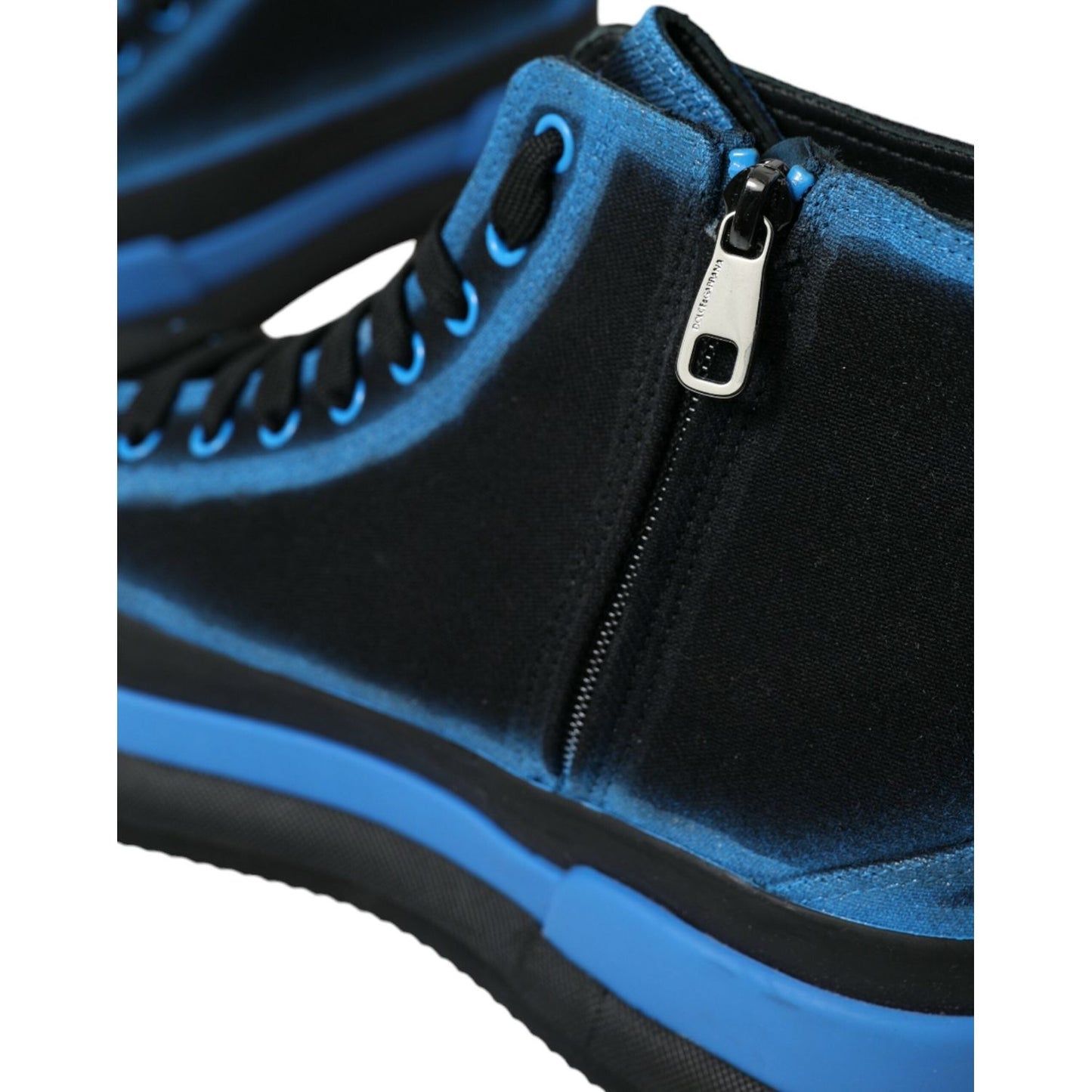 Dolce & Gabbana Elegant High-Top Canvas Sneakers black-blue-canvas-cotton-high-top-sneakers-shoes