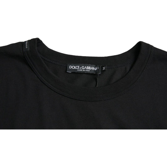 Dolce & Gabbana Black Logo Embossed Crew Neck Short Sleeves T-shirt black-logo-embossed-crew-neck-short-sleeves-t-shirt-1