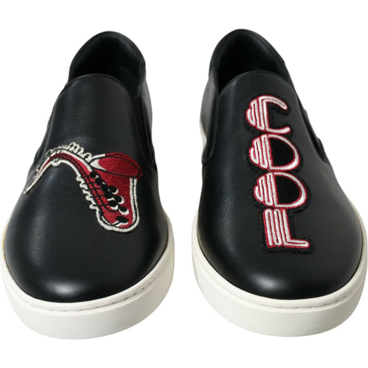 Dolce & Gabbana | Elegant Black Slip-On Sneakers| McRichard Designer Brands   