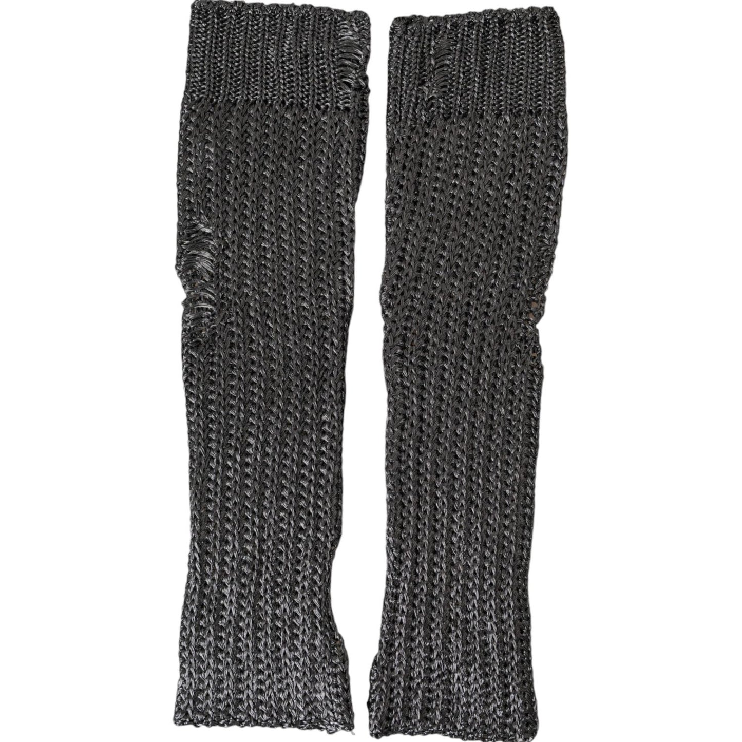 Gray Viscose Knitted Finger Less Gloves