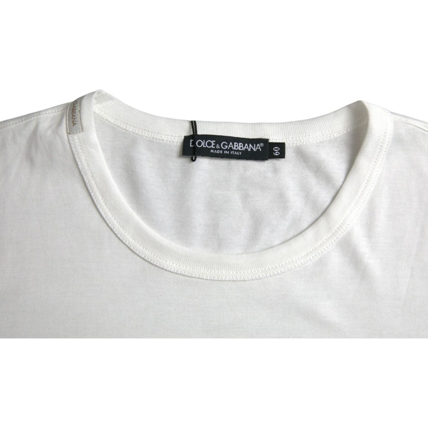 Dolce & Gabbana White Logo Embossed Cotton Crewneck T-shirt white-logo-embossed-cotton-crewneck-t-shirt