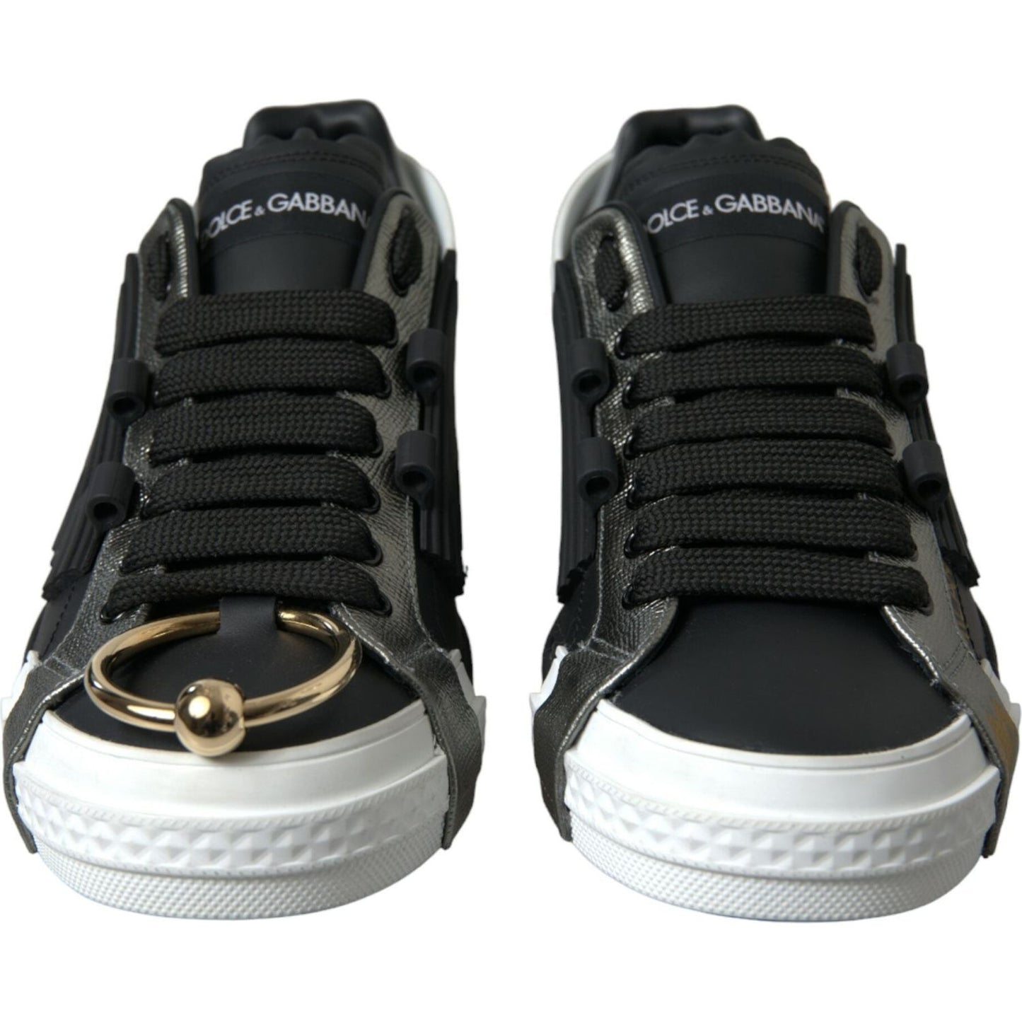 Dolce & Gabbana Elegant Calfskin Low Top Sneakers black-leather-portofino-low-top-men-sneakers-shoes