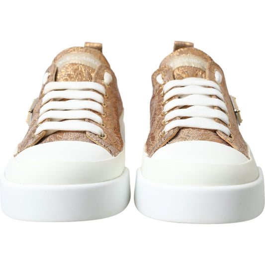 Dolce & Gabbana | Elegant Gold Low-Top Sneakers - Chic Comfort Footwear| McRichard Designer Brands   