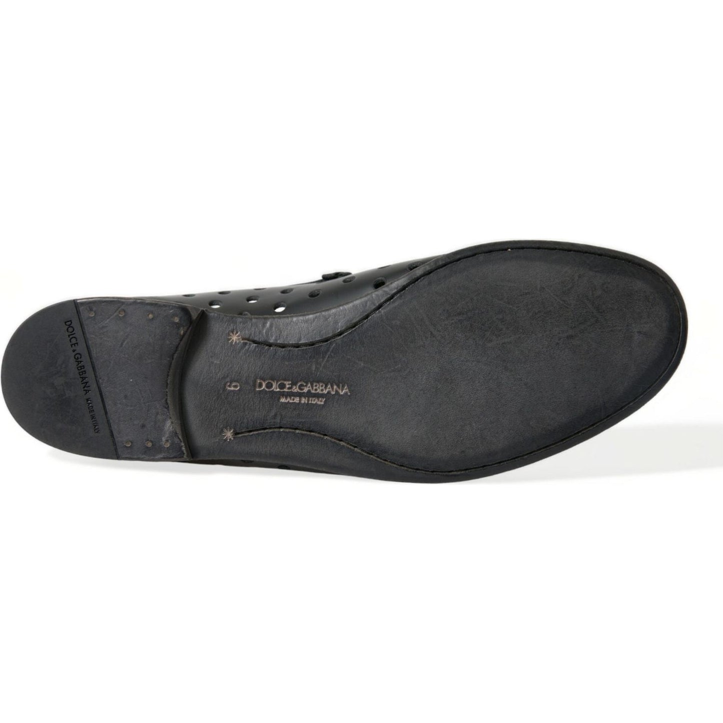 Dolce & Gabbana Elegant Black Leather Perforated Loafers black-leather-perforated-loafers-shoes