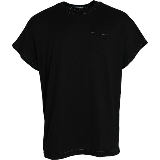 Dolce & Gabbana Black Cotton Round Neck Short Sleeve T-shirt black-cotton-round-neck-short-sleeve-t-shirt