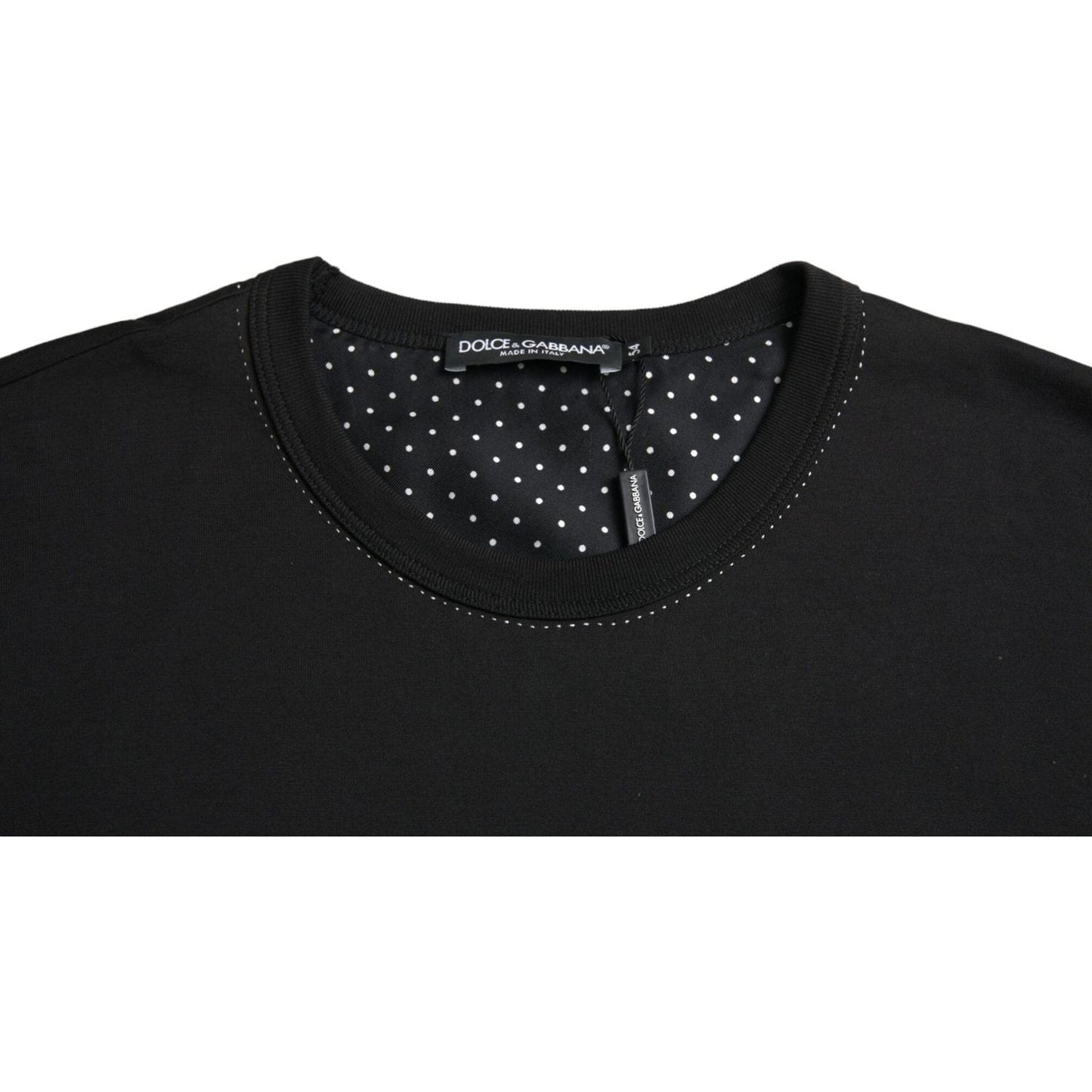Dolce & Gabbana Black Cotton Round Neck Short Sleeve T-shirt black-cotton-round-neck-short-sleeve-t-shirt