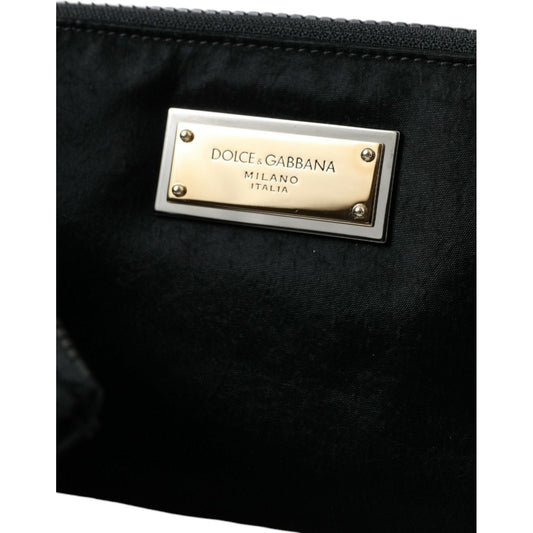 Dolce & Gabbana | Elegant Black Multifunctional Leather Clutch| McRichard Designer Brands   