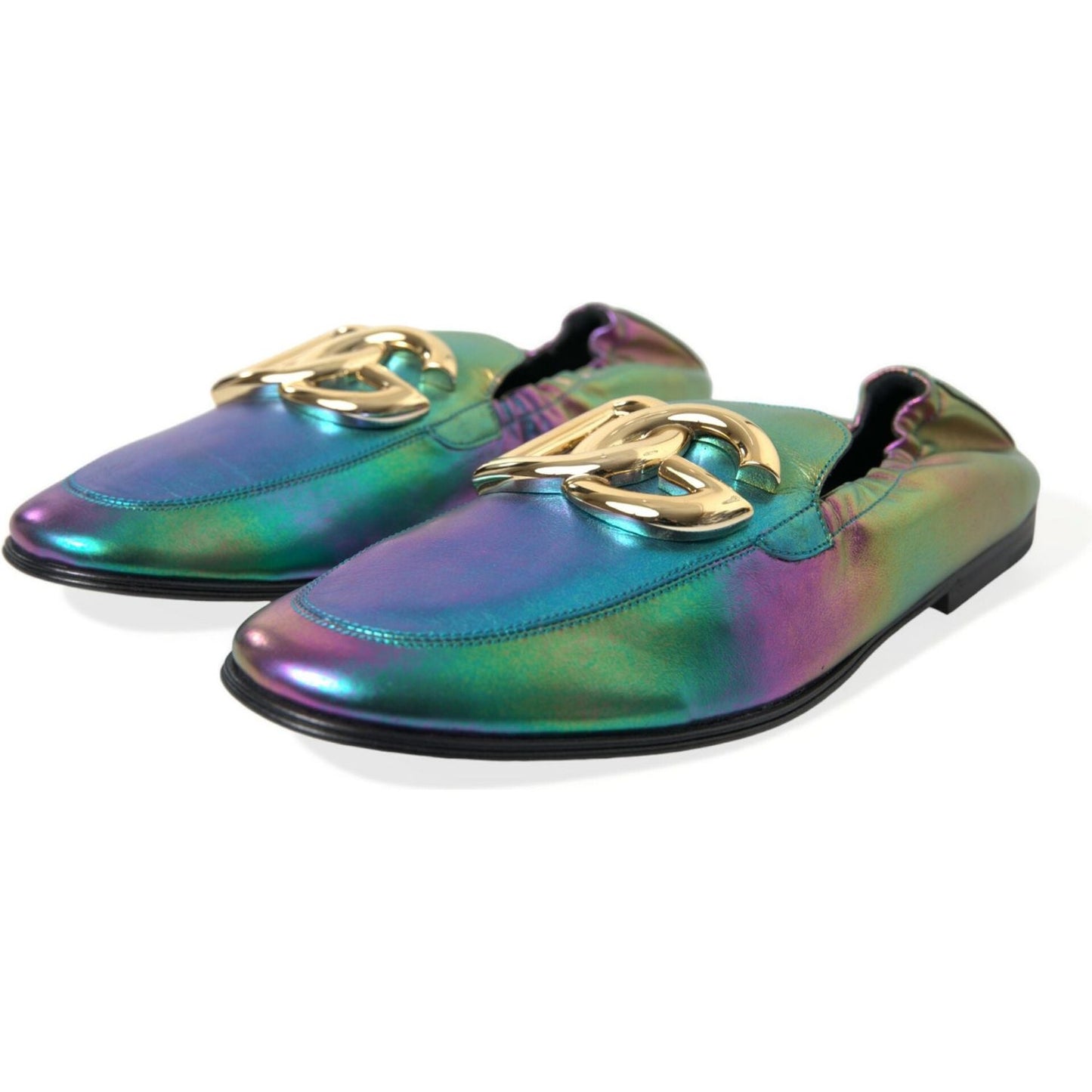 Dolce & Gabbana Elegant Iridescent Loafers for Gents multicolor-leather-dg-logo-loafer-dress-shoes
