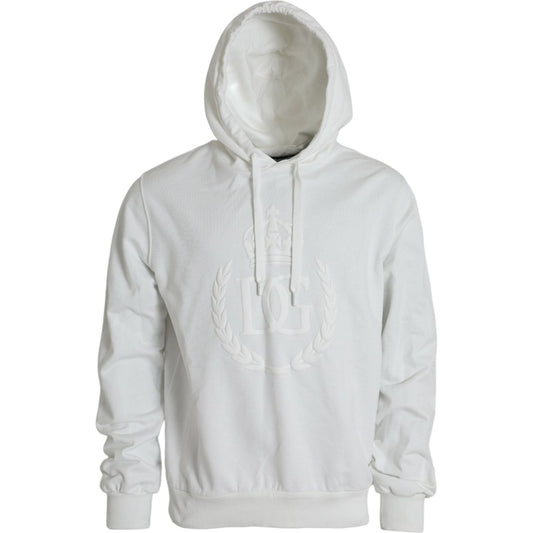 Dolce & Gabbana White Cotton Hooded Pullover Sweatshirt Sweater white-cotton-hooded-pullover-sweatshirt-sweater