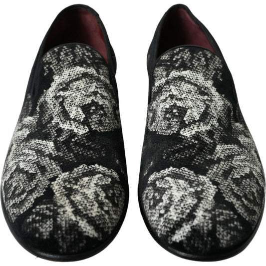Dolce & Gabbana | Elegant Floral Velvet Loafers| McRichard Designer Brands   