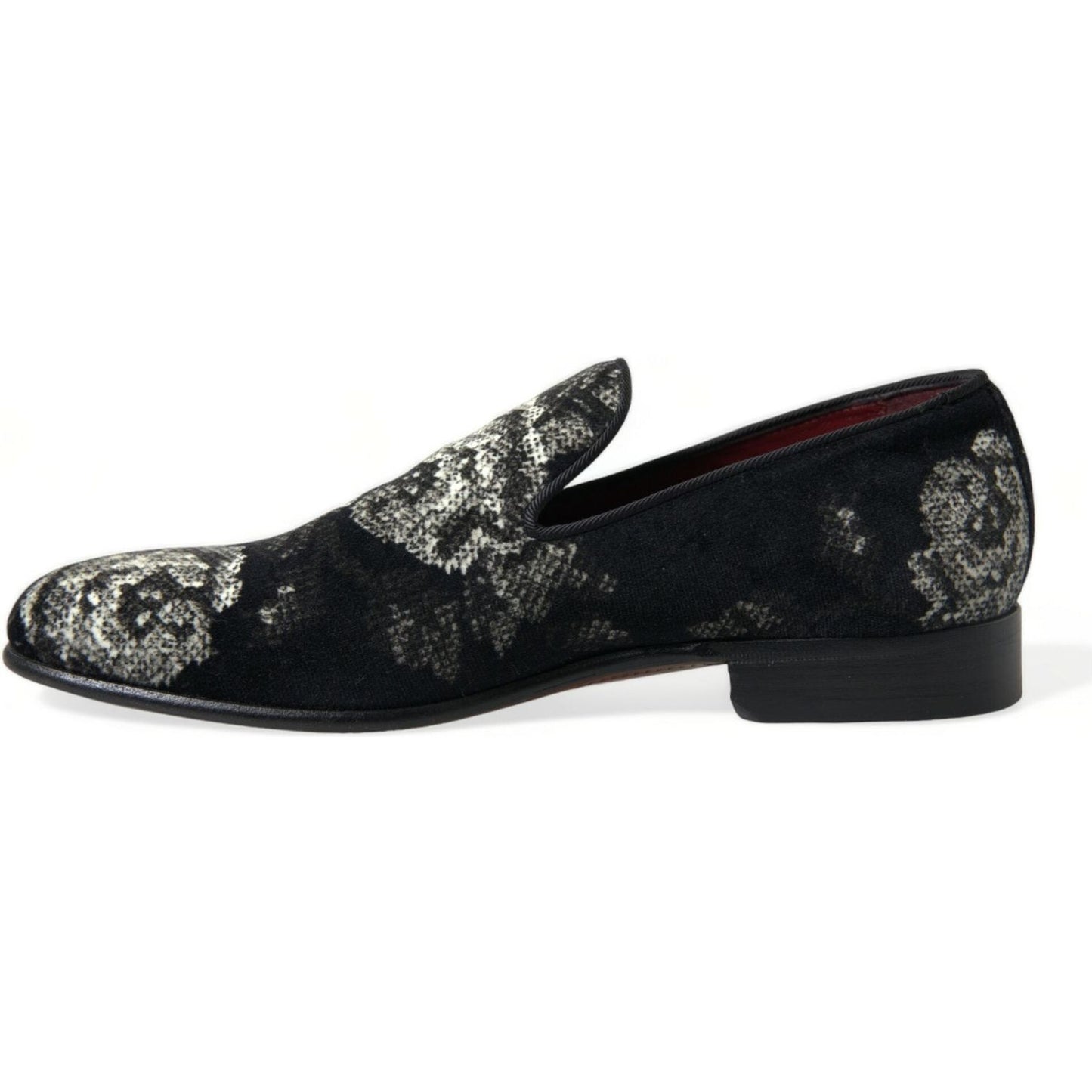 Dolce & Gabbana Elegant Floral Velvet Loafers black-floral-slippers-men-loafers-dress-shoes