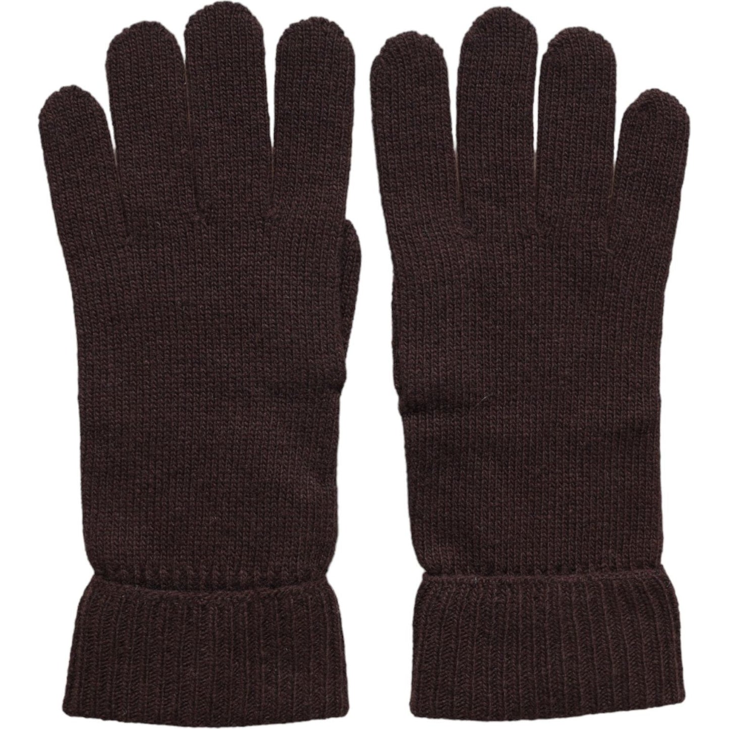 Brown Wool Knitted Wrist Length Gloves