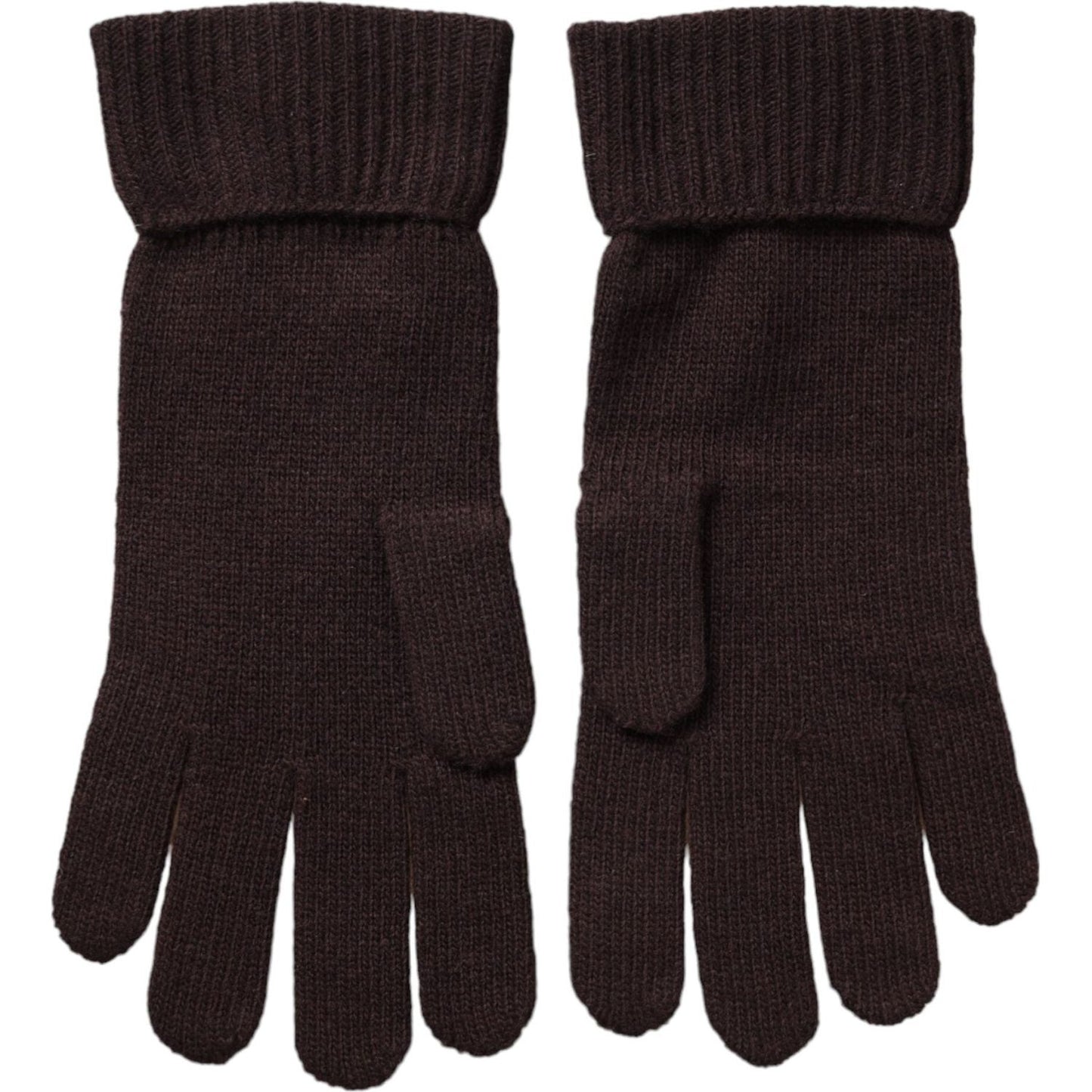 Brown Wool Knitted Wrist Length Gloves