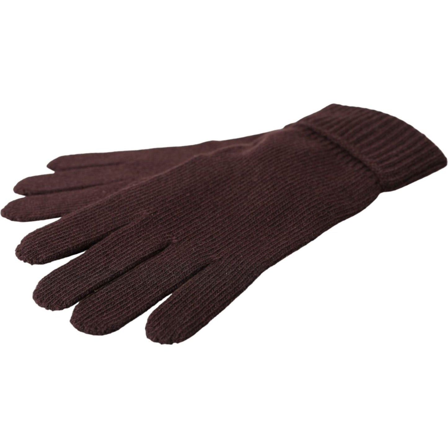 Brown Wool Knitted Wrist Length Gloves