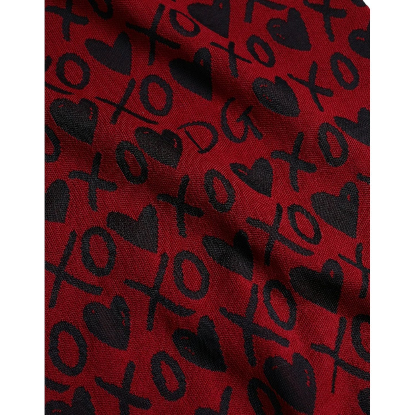 Dolce & Gabbana Red Black XOXO Crew Neck Pullover Sweater red-black-xoxo-crew-neck-pullover-sweater