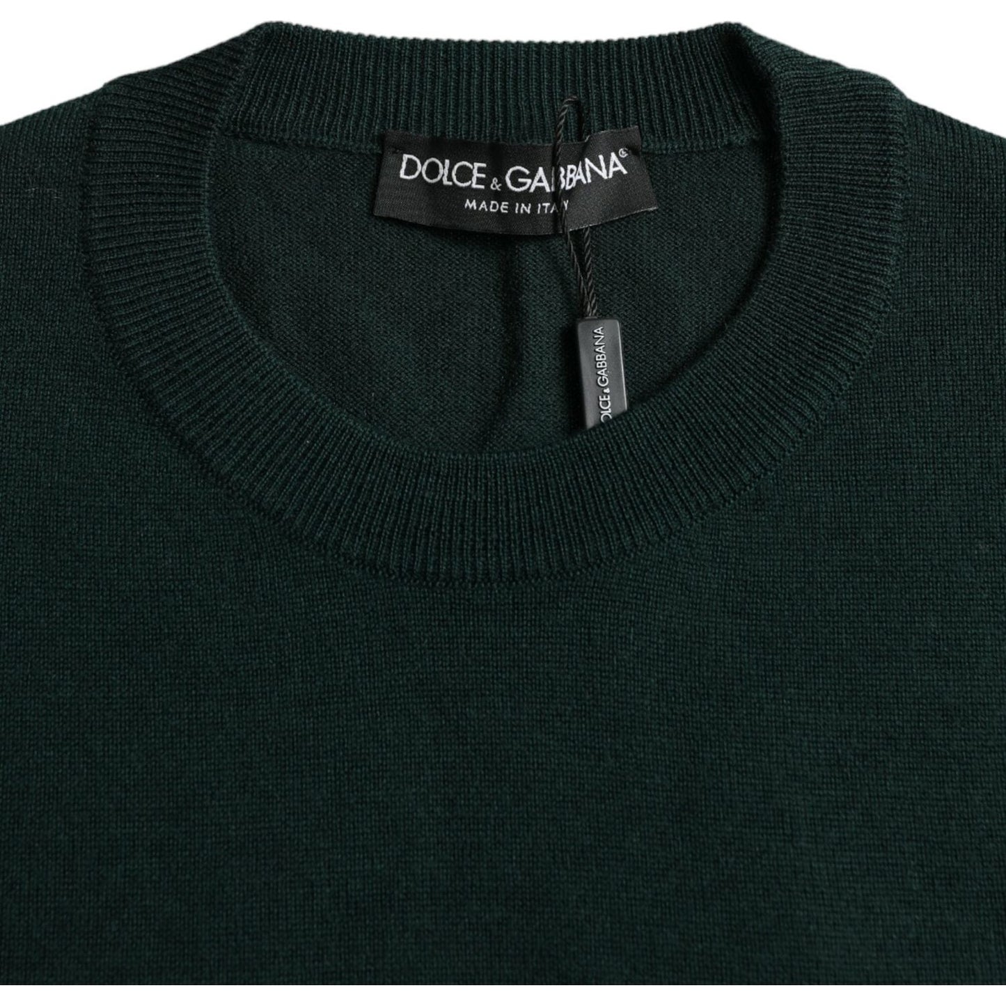 Dolce & Gabbana Dark Green Crown Crew Neck Pullover Sweater dark-green-crown-crew-neck-pullover-sweater