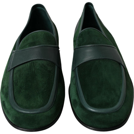 Dolce & Gabbana | Emerald Velvet Leather Loafers for Men| McRichard Designer Brands   