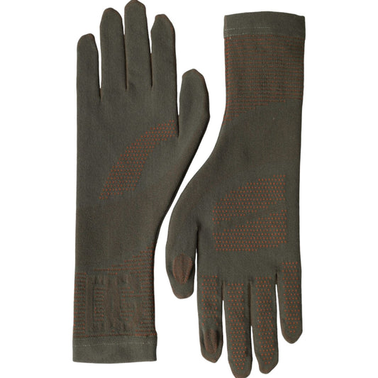 Brown Cotton Stretch Wrist Length Gloves