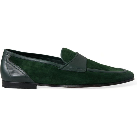Dolce & Gabbana Emerald Velvet Leather Loafers for Men green-velvet-slip-on-men-loafer-dress-shoes