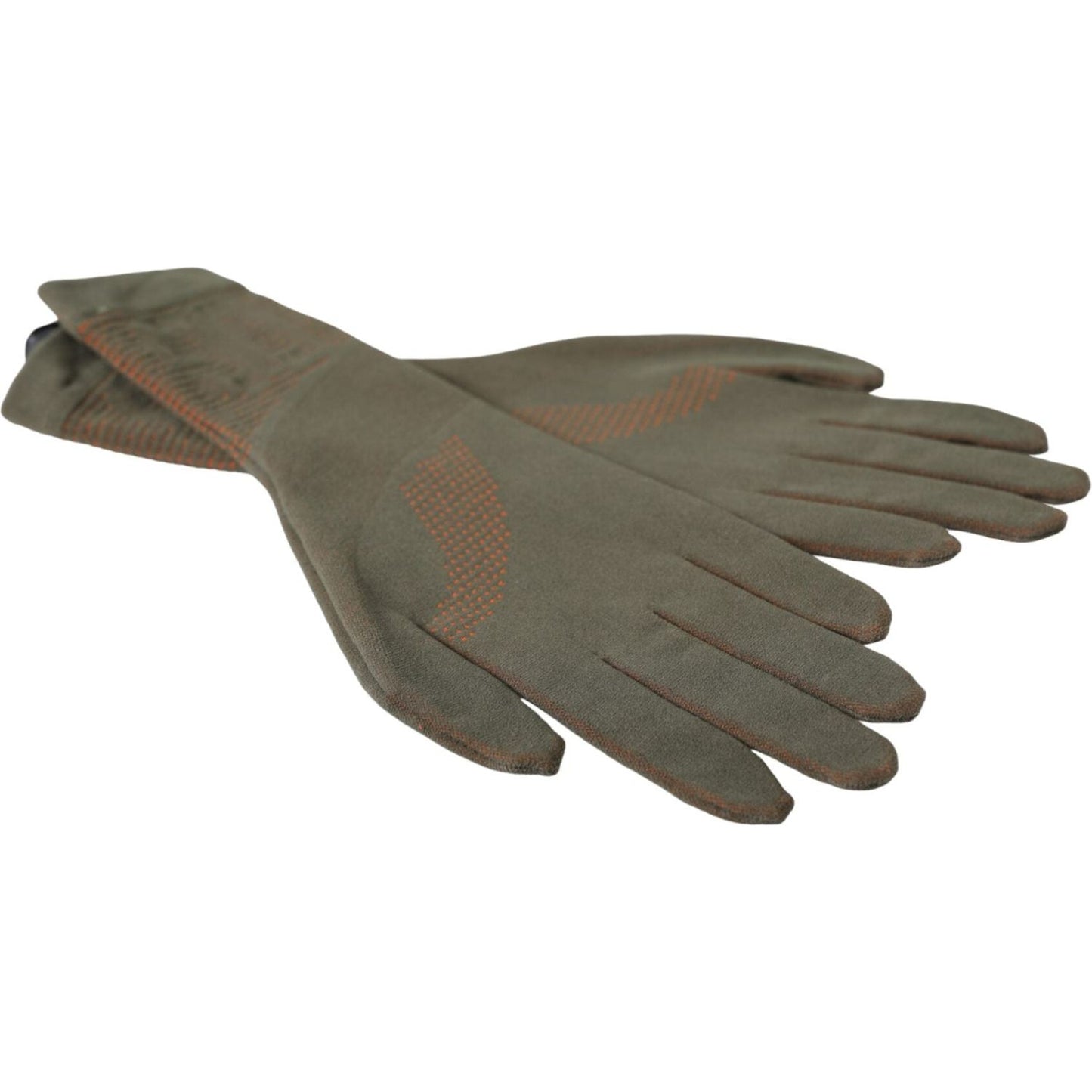 Brown Cotton Stretch Wrist Length Gloves