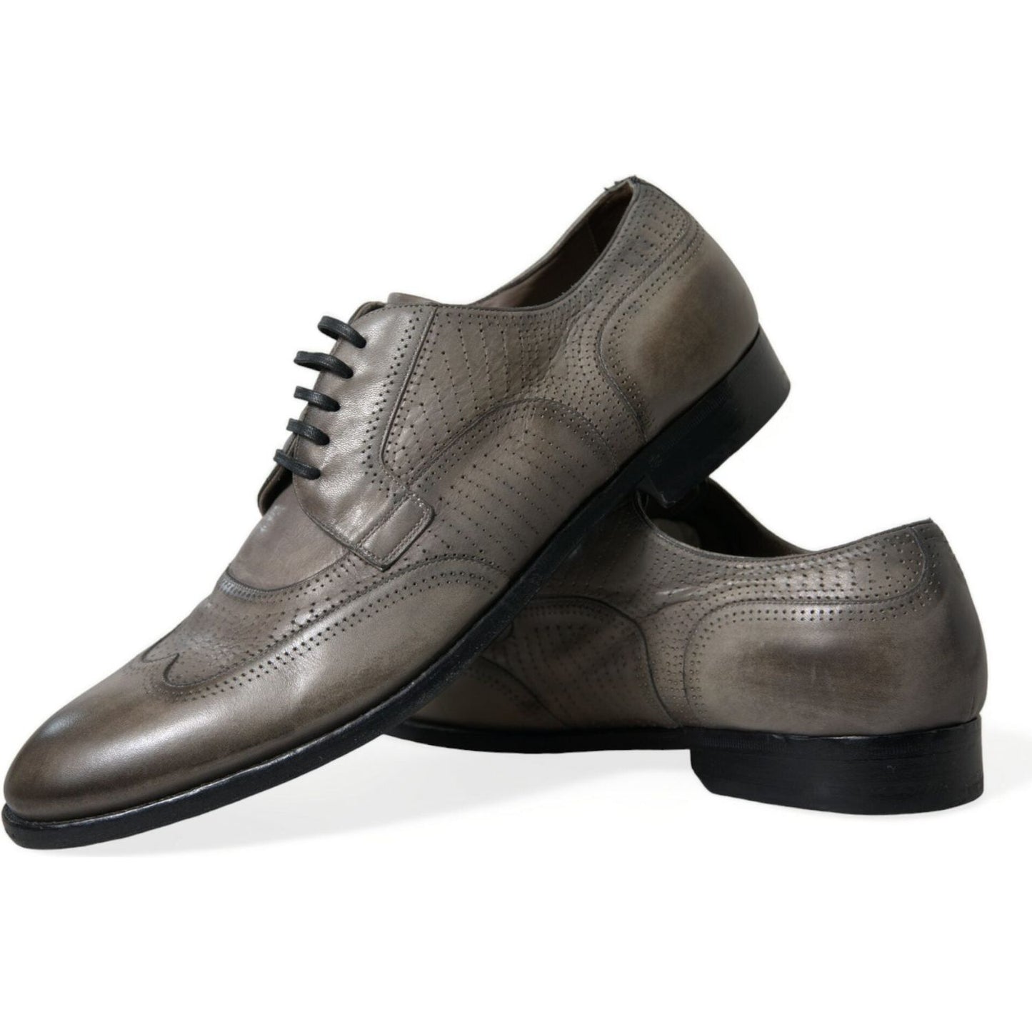 Dolce & Gabbana Elegant Calfskin Derby Lace-Ups brown-leather-lace-up-formal-derby-dress-shoes