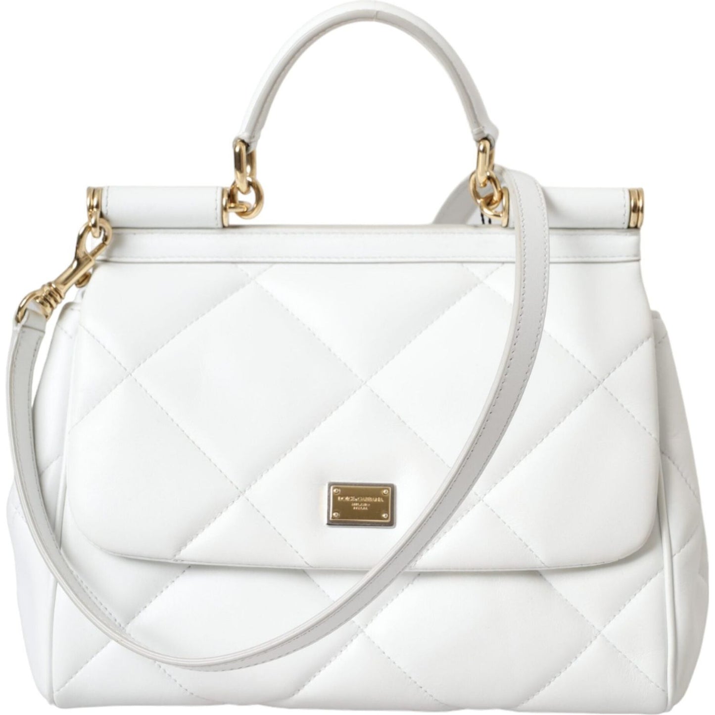 White Quilted Leather SICILY Hand Shoulder Purse Satchel Bag