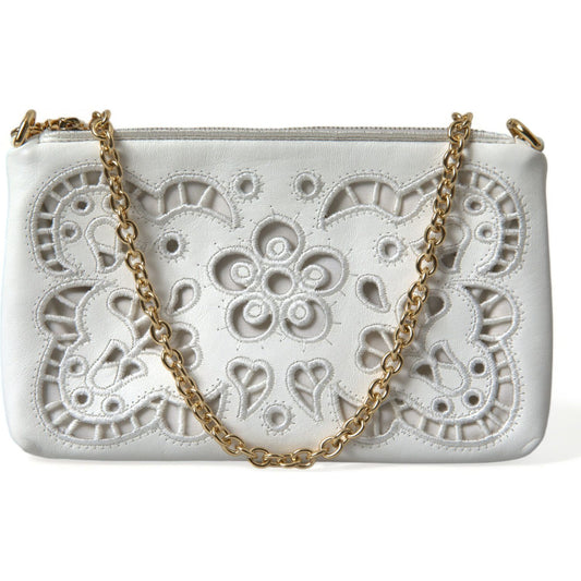 Dolce & Gabbana Embroidered Floral Leather Clutch with Chain Strap embroidered-floral-leather-clutch-with-chain-strap