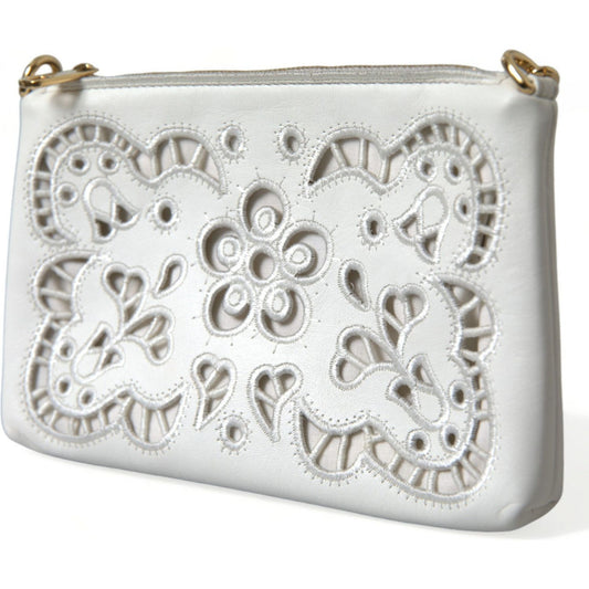 Dolce & Gabbana Embroidered Floral Leather Clutch with Chain Strap embroidered-floral-leather-clutch-with-chain-strap