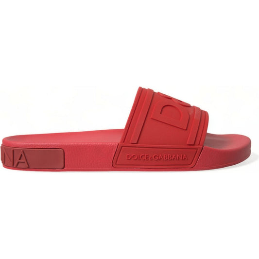 Dolce & Gabbana | Classic Red Rubber Beachwear Slides| McRichard Designer Brands   