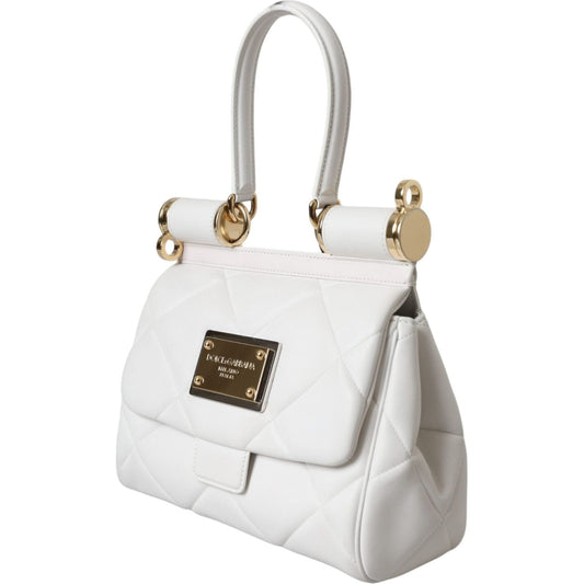 White Calf Leather 90's SICILY Shoulder Satchel Bag