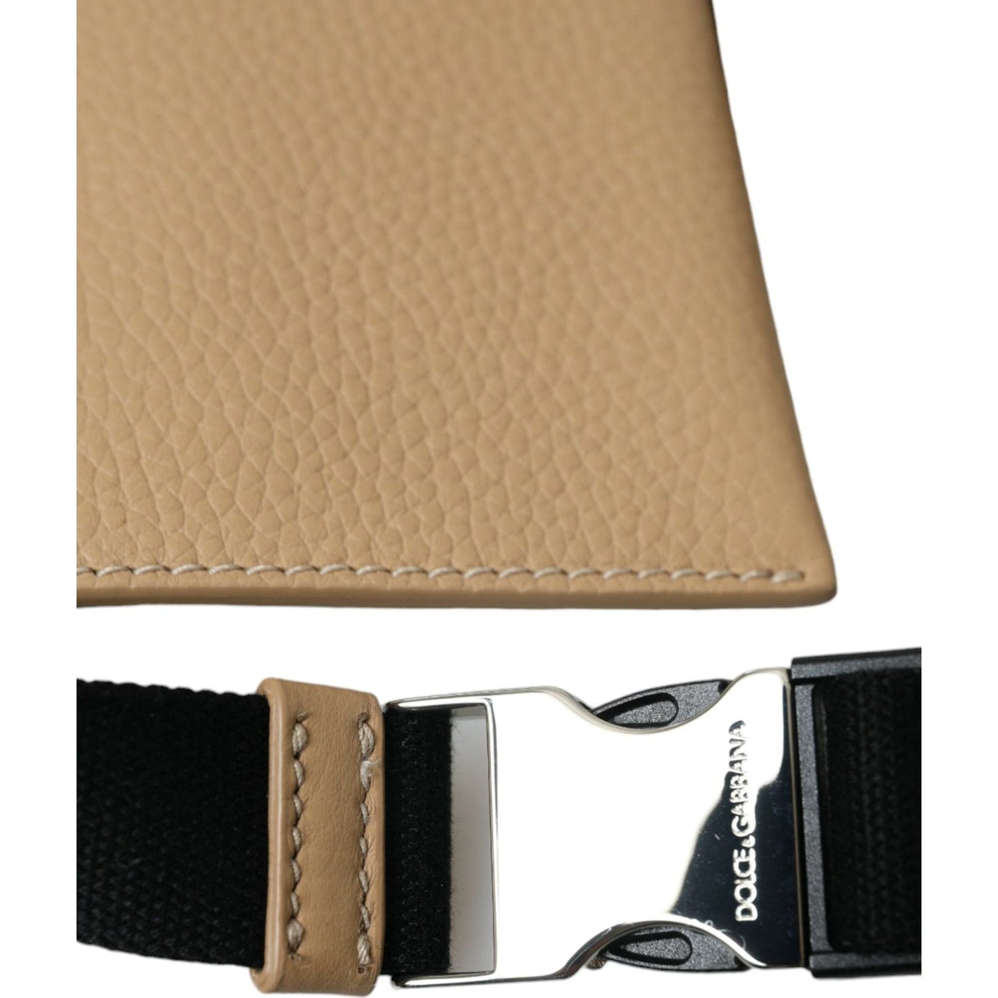 Dolce & Gabbana | Elegance Redefined Beige Leather Belt Bag| McRichard Designer Brands   