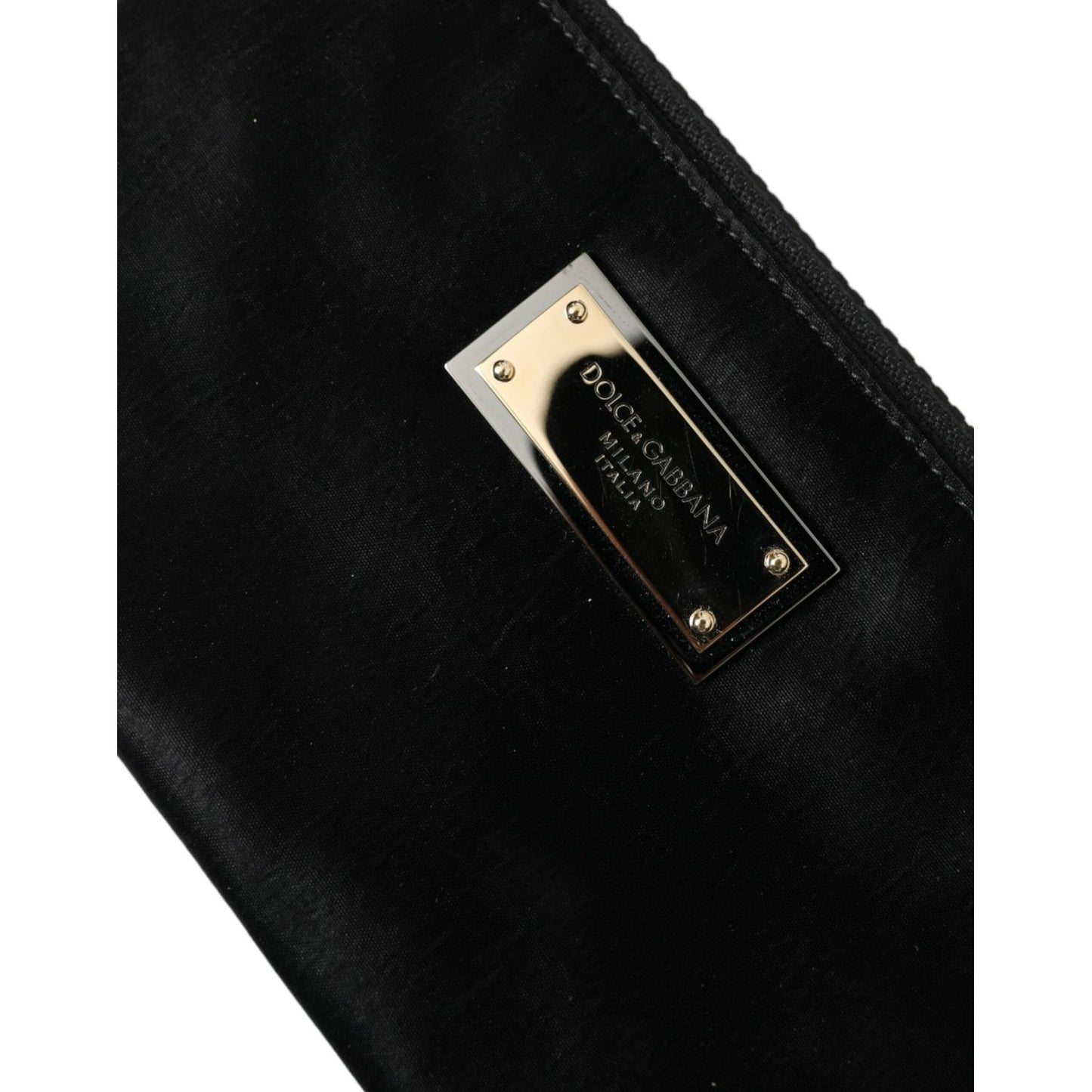 Dolce & Gabbana | Sleek Designer Nylon-Leather Pouch in Black| McRichard Designer Brands   