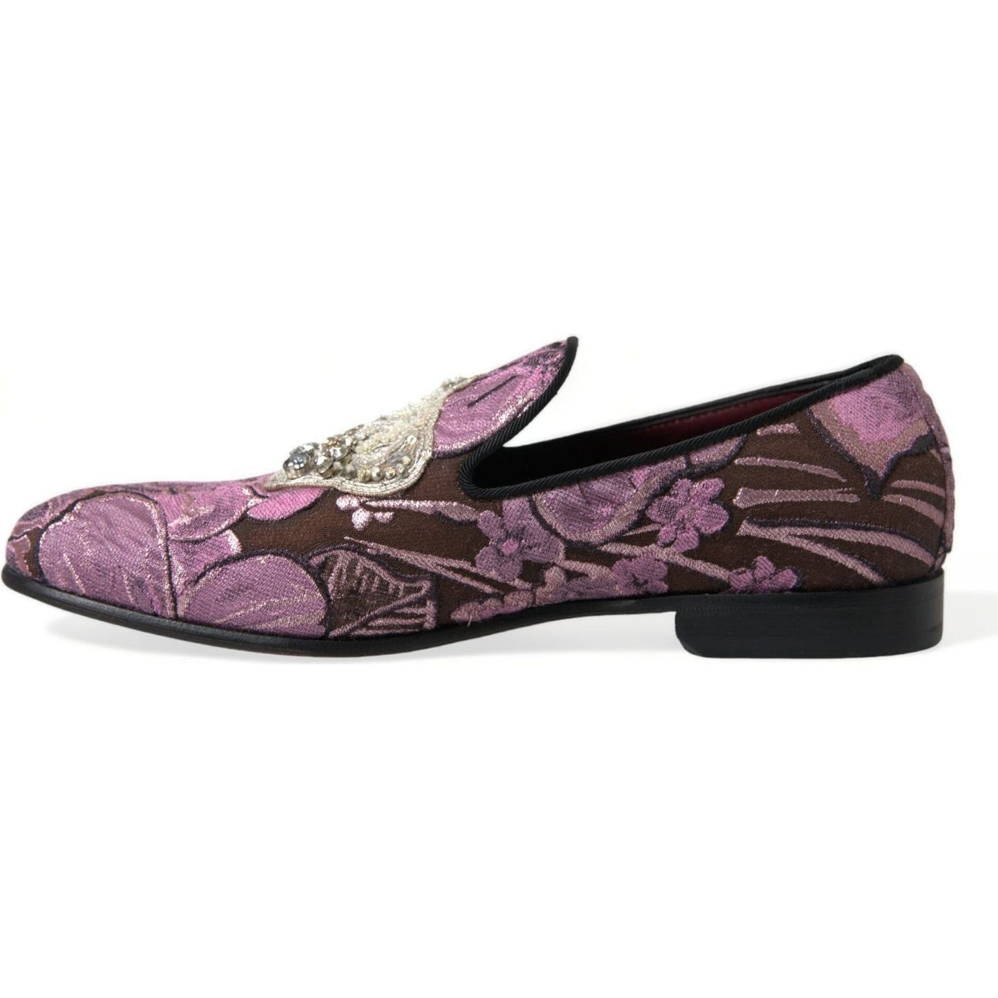 Dolce & Gabbana | Elegant Pink Crystal-Embellished Loafers| McRichard Designer Brands   