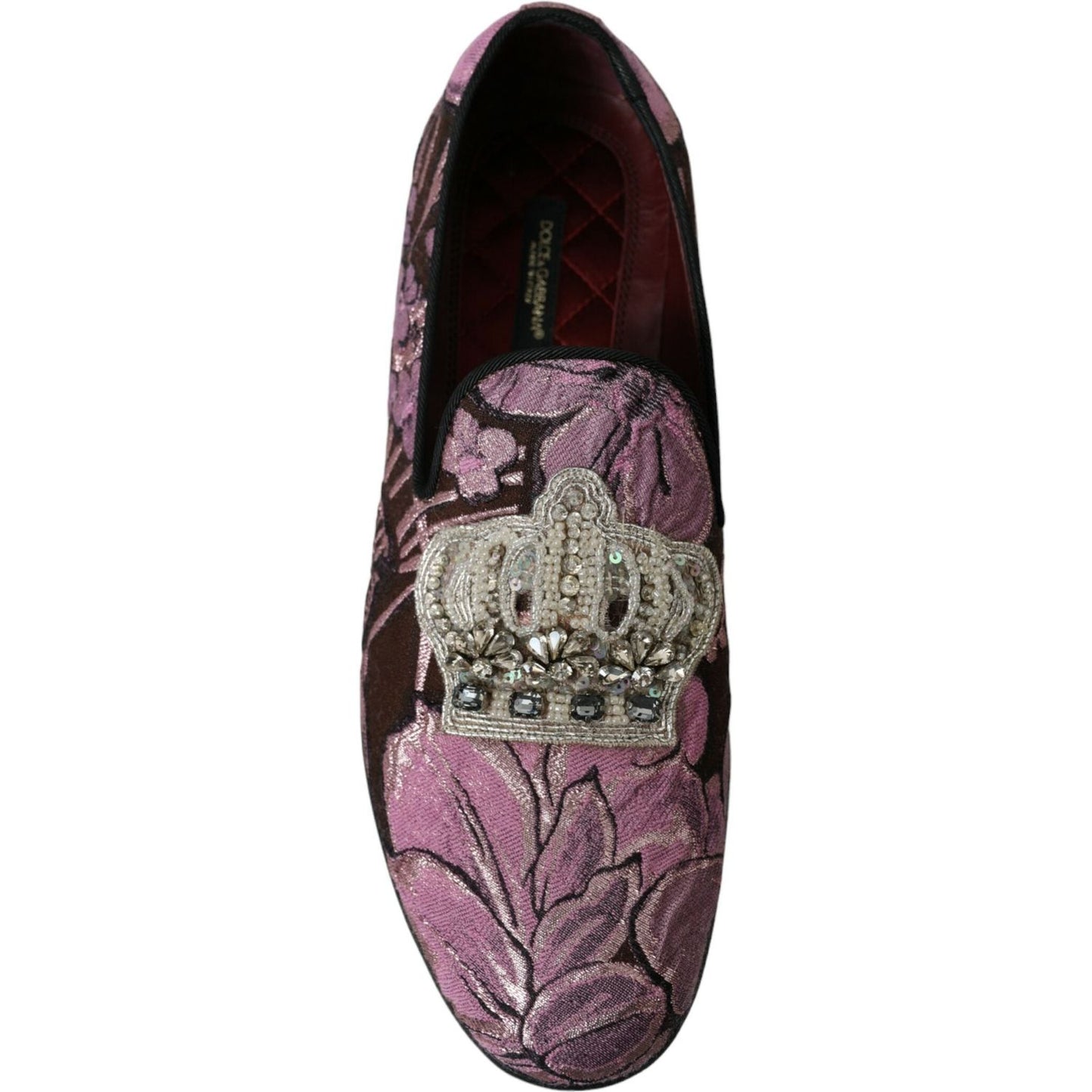 Dolce & Gabbana Elegant Pink Crystal-Embellished Loafers pink-printed-crystal-embellished-loafers-dress-shoes