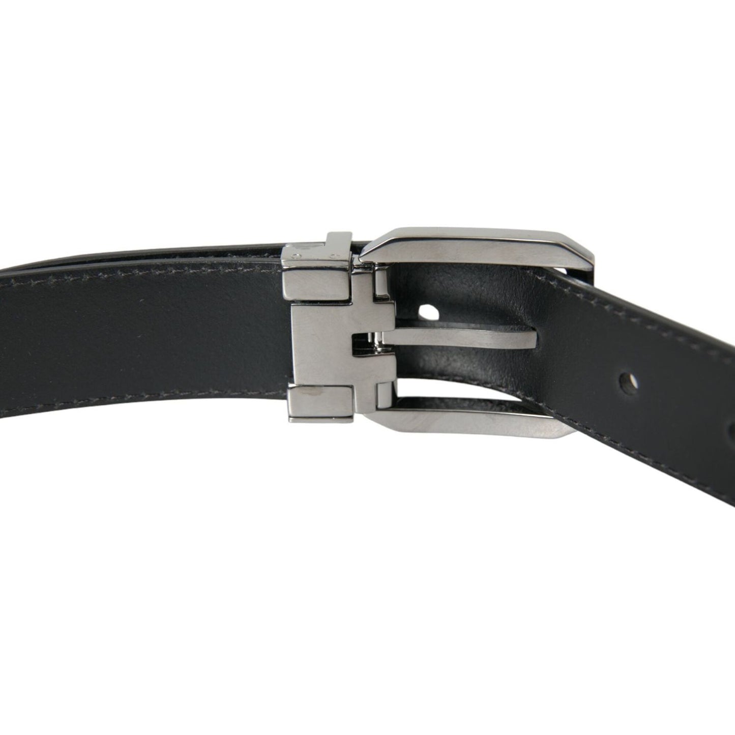 Dolce & Gabbana Black Leather Silver Metal Buckle Belt Men black-leather-silver-metal-buckle-belt-men-1