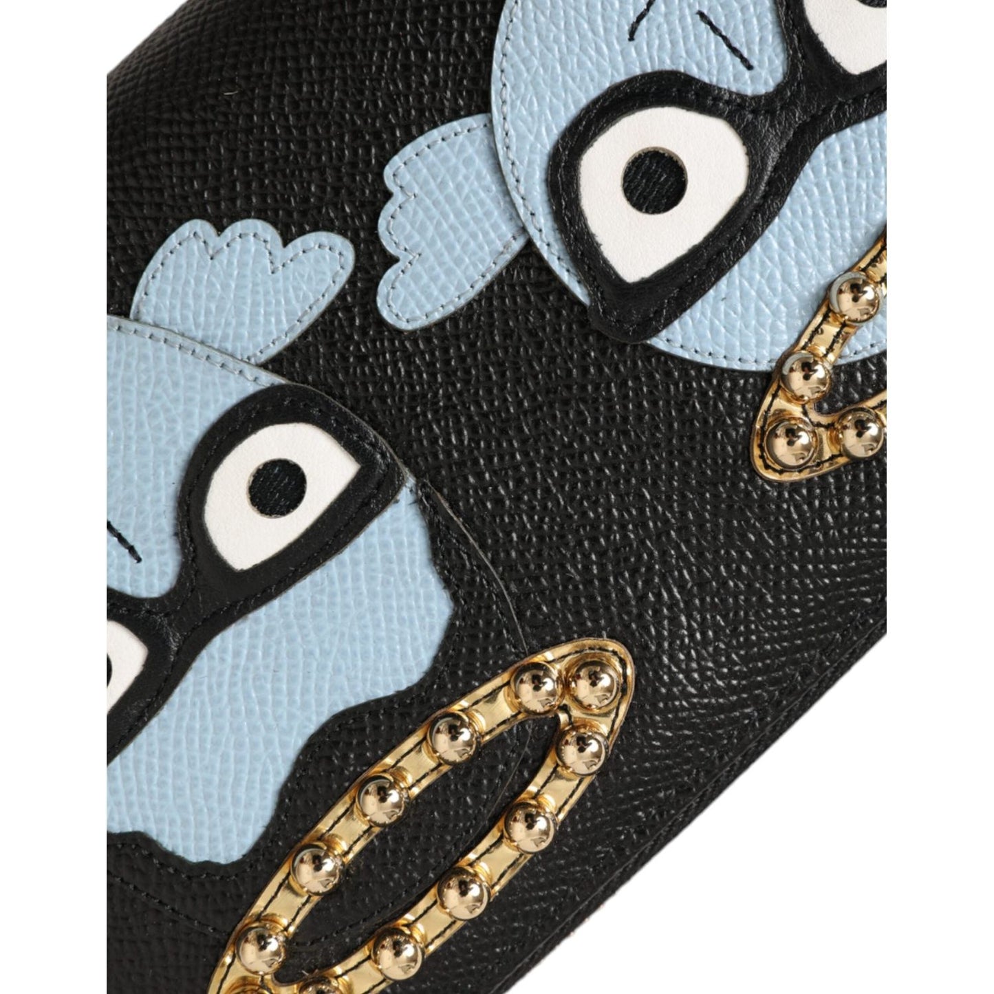 Black Blue Leather #DGFAMILY Zipper Continental Men Wallet