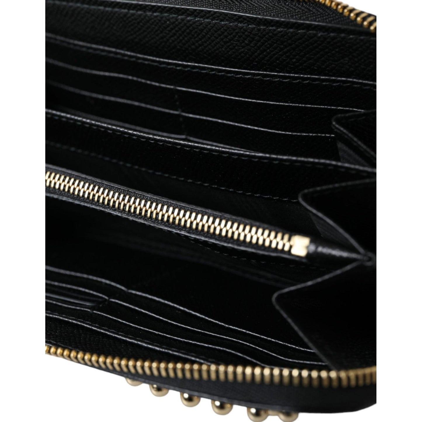 Black Blue Leather #DGFAMILY Zipper Continental Men Wallet