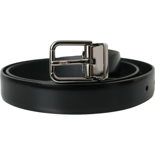 Dolce & Gabbana Black Leather Silver Metal Buckle Belt Men black-leather-silver-metal-buckle-belt-men-2