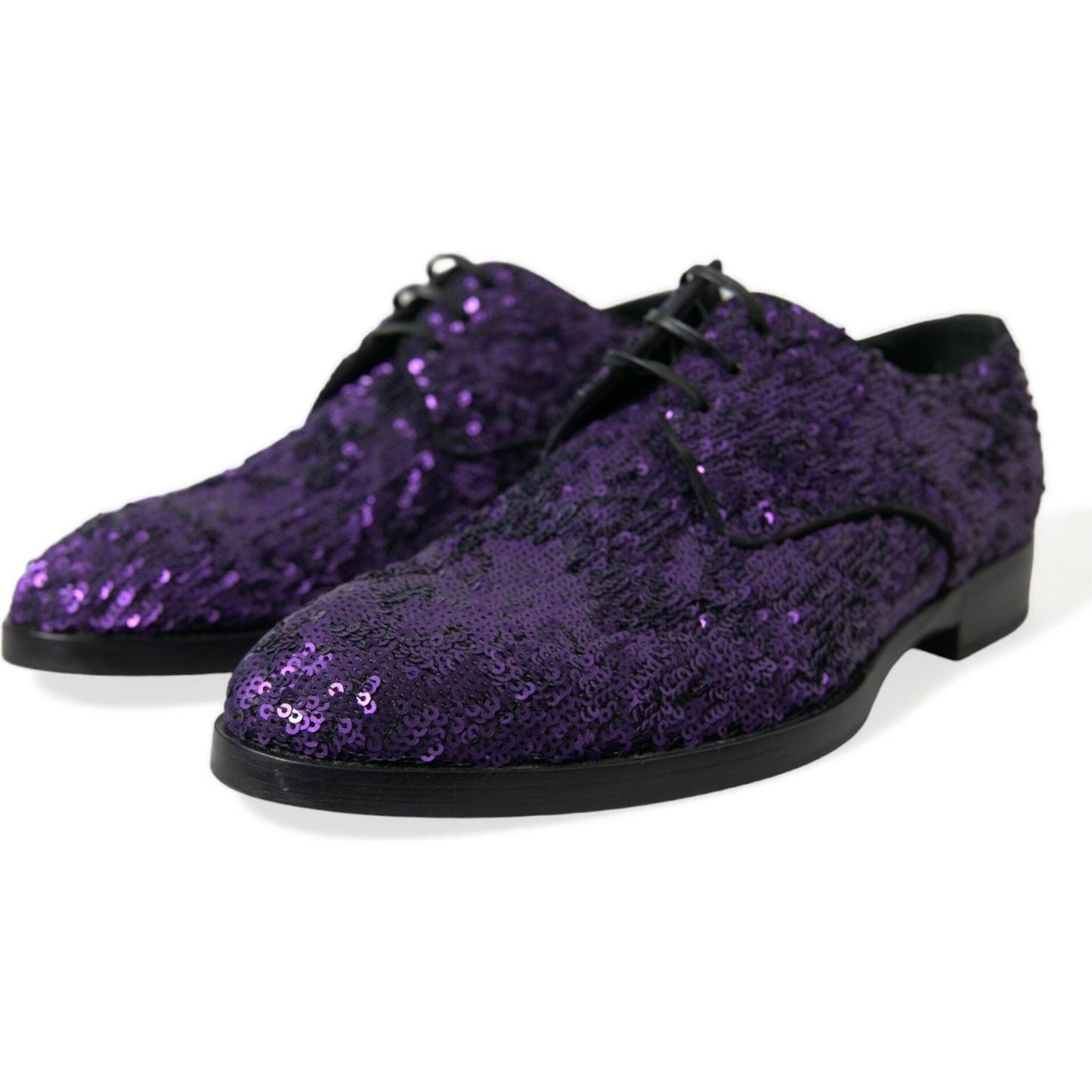 Dolce & Gabbana Elegant Sequined Oxford Dress Shoes purple-sequined-lace-up-oxford-dress-shoes