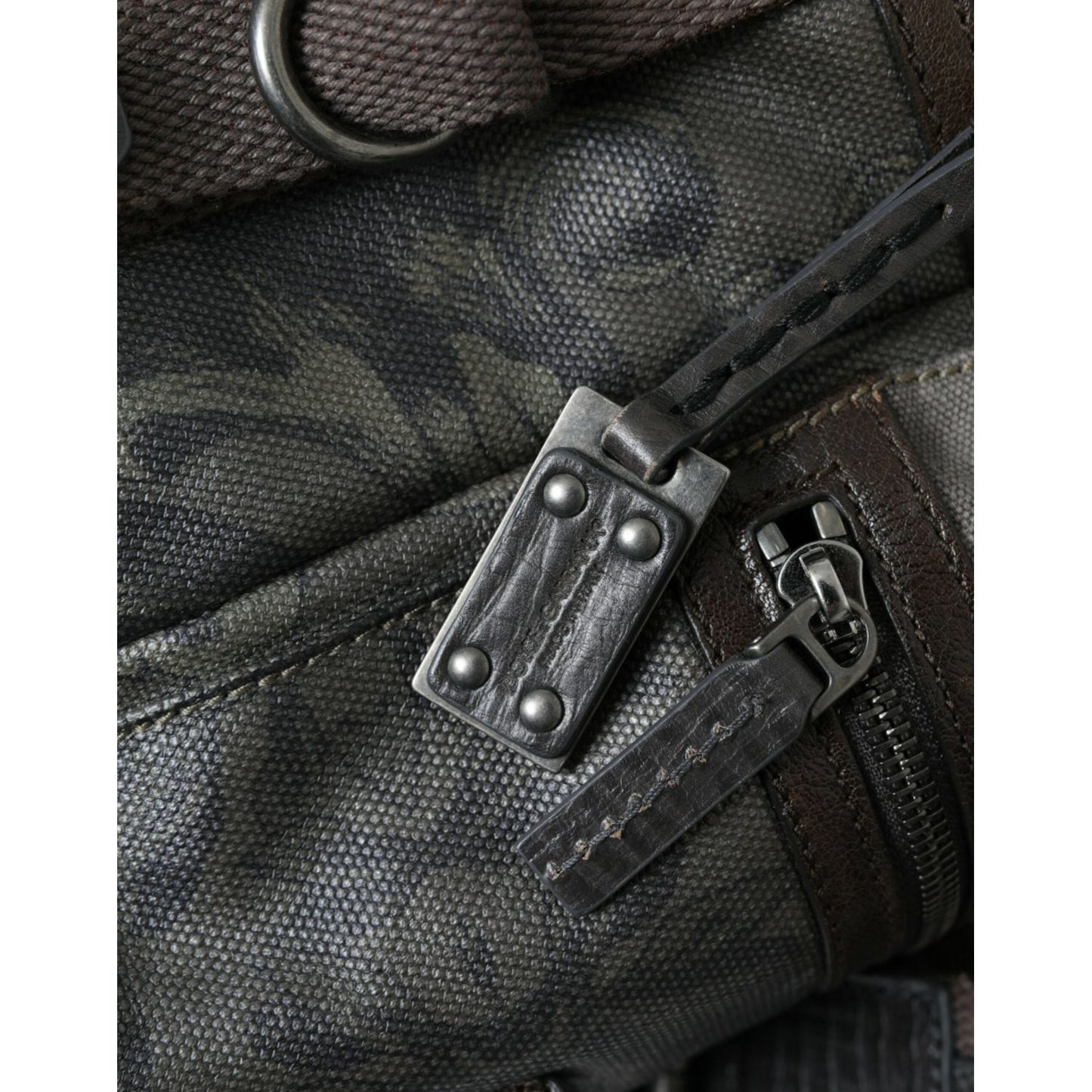 Dolce & Gabbana | Elegant Green Canvas & Leather Backpack| McRichard Designer Brands   