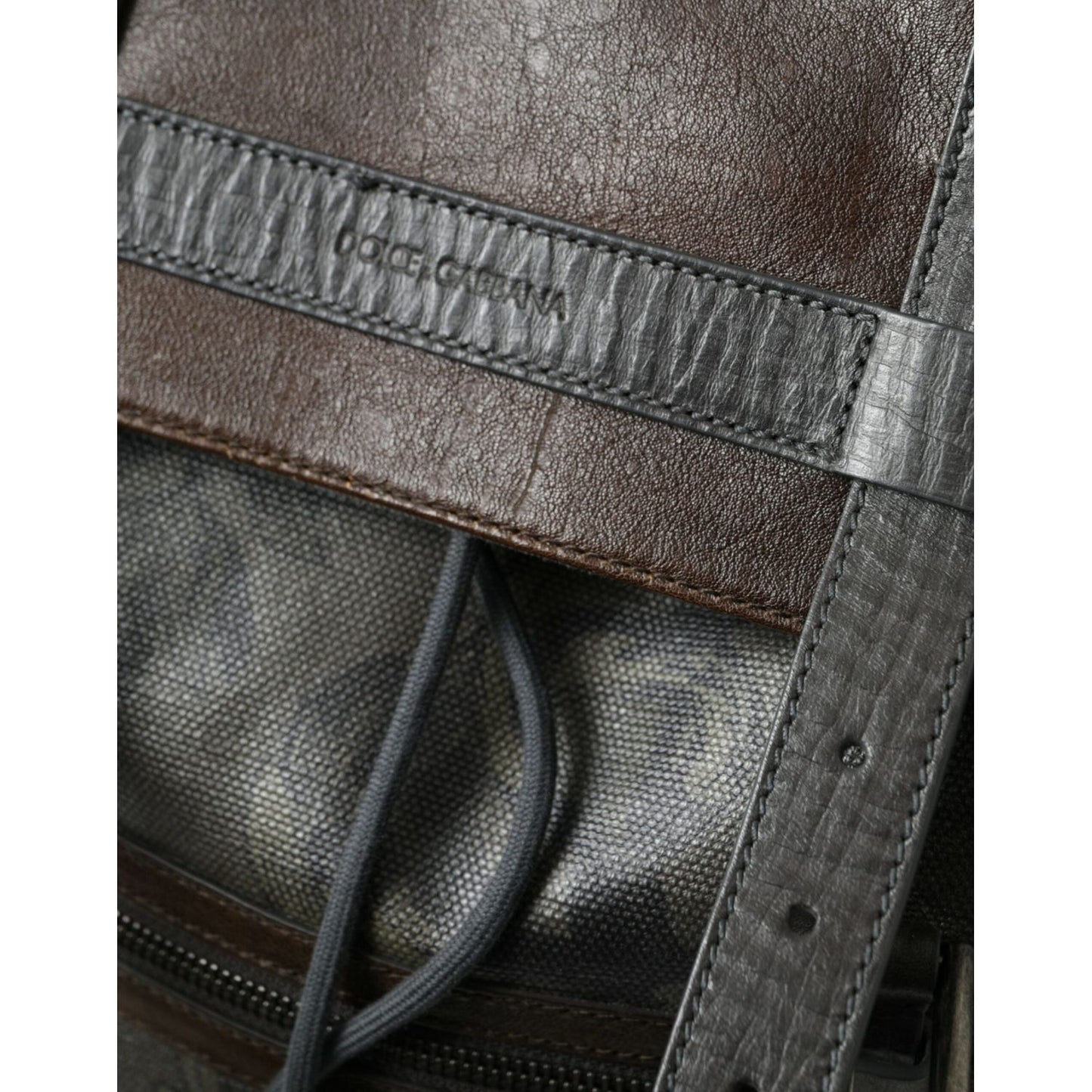 Dolce & Gabbana | Elegant Green Canvas & Leather Backpack| McRichard Designer Brands   