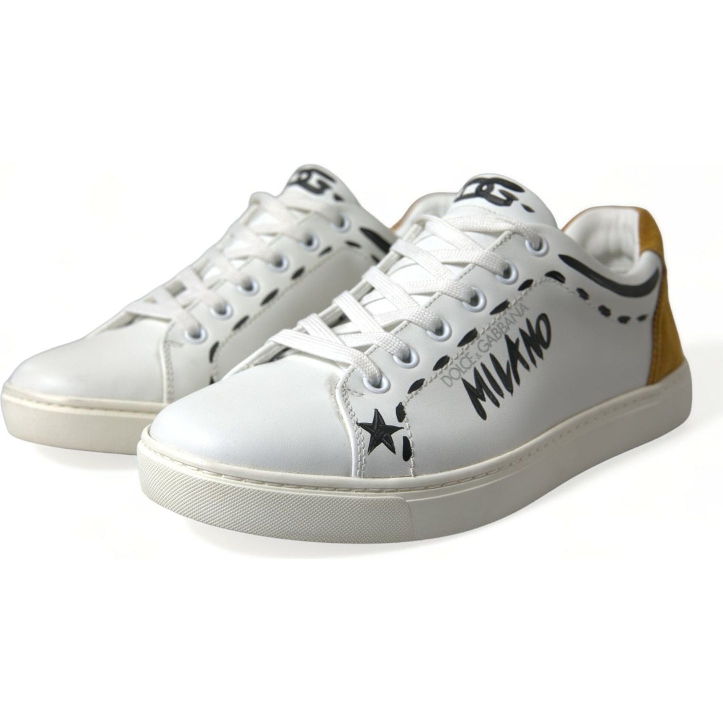 Dolce & Gabbana Sleek White Low Top Leather Sneakers white-leather-love-milano-men-sneakers-shoes