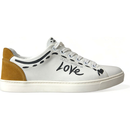 Dolce & Gabbana | Sleek White Low Top Leather Sneakers| McRichard Designer Brands   