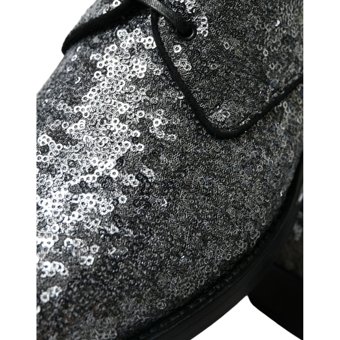 Dolce & Gabbana Exquisite Sequined Derby Dress Shoes silver-sequined-lace-up-men-derby-dress-shoes