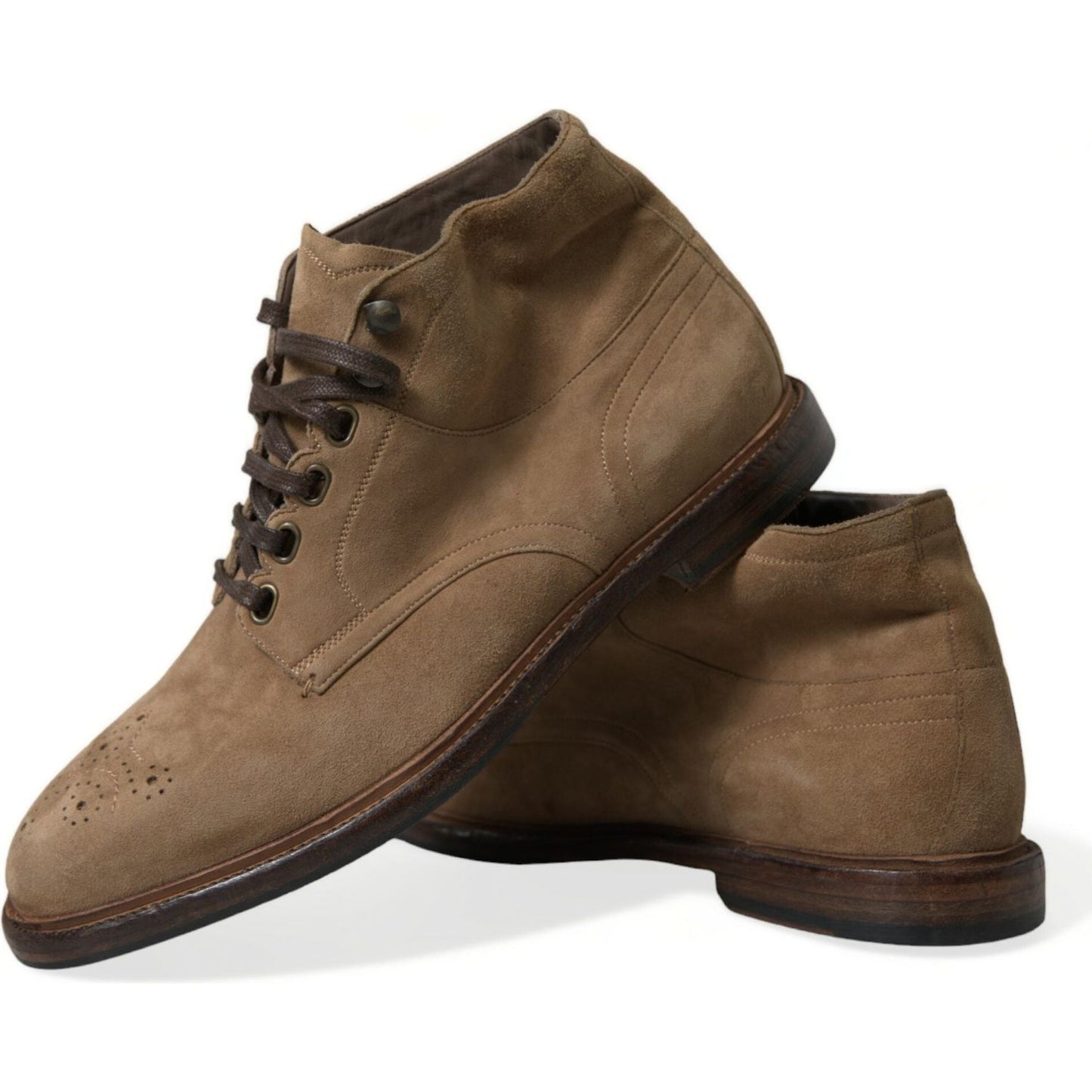 Dolce & Gabbana Elegant Leather Ankle Lace-Up Boots brown-leather-lace-up-ankle-boots-shoes