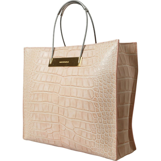 Alligator Leather Chic Pink Tote Bag