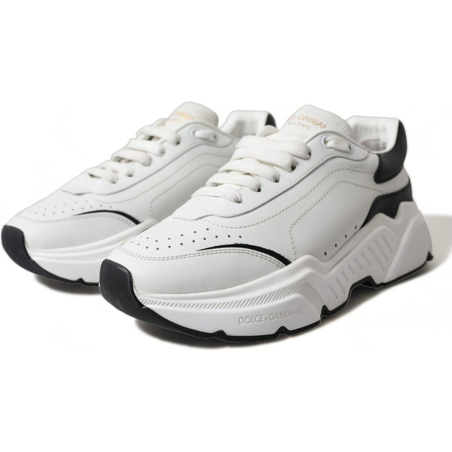 Dolce & Gabbana Chic Black & White Daymaster Leather Sneakers white-black-low-top-daymaster-sneakers-shoes-1