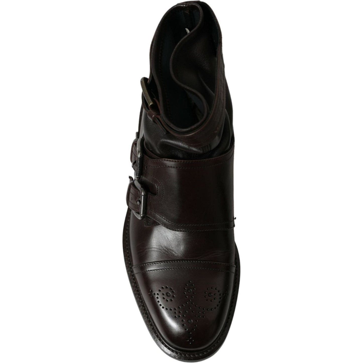 Dolce & Gabbana Elegant Mens Leather Ankle Boots brown-leather-straps-ankle-boots-shoes