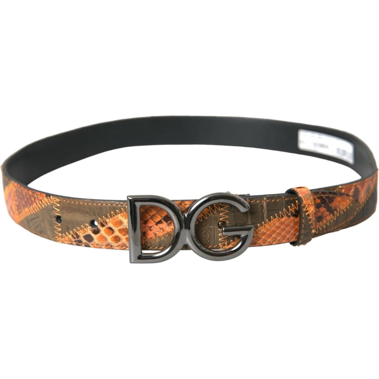 Dolce & Gabbana Patchwork Python Leather Logo Buckle Belt Men patchwork-python-leather-logo-buckle-belt-men
